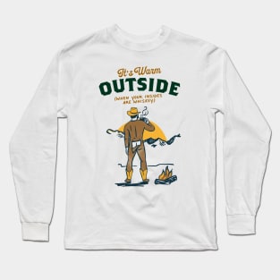 Funny Retro Yellowstone Cowboy Drinking Whiskey Long Sleeve T-Shirt